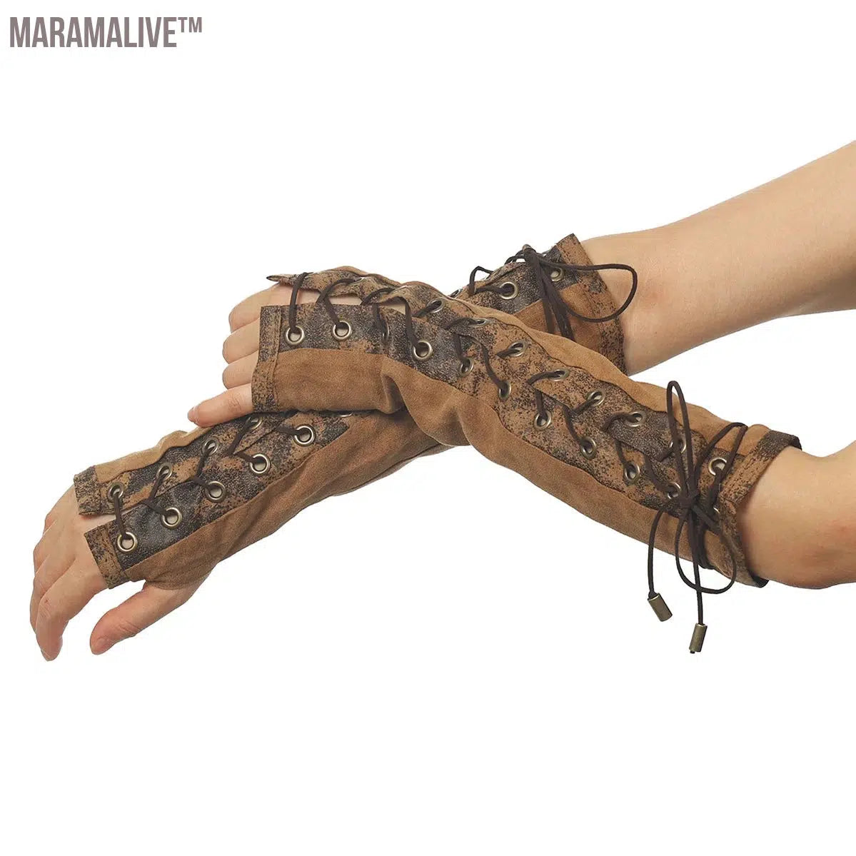 Lace Up Fingerless Gloves Elbow steampunk Women Costume Party Arm Warmer Sexy Mittens Clubwear Cosplay Accessories