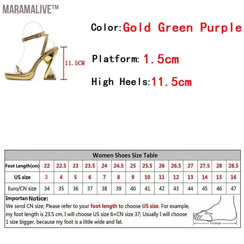 Ladies Elegant Purple Strange High Heels Waterproof Platform Sandals For Women Design Summer Party Dress Chunky Shoes