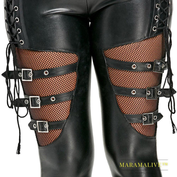 Ladies Fashion Personality Leggings Slim Leather Pants