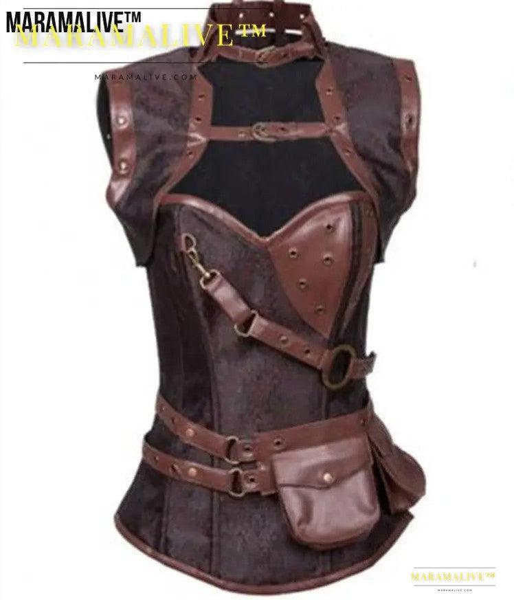 Ladies Fashion Retro Gothic PU Slim Fit Belly Sexy Corset