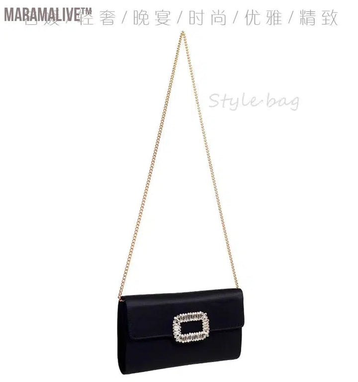 Ladies Party Evening Bag Simple Gold Color Chain Shoulder Bag Crossbody For Women Fashion Elegant Purple Small Clutches Handbags