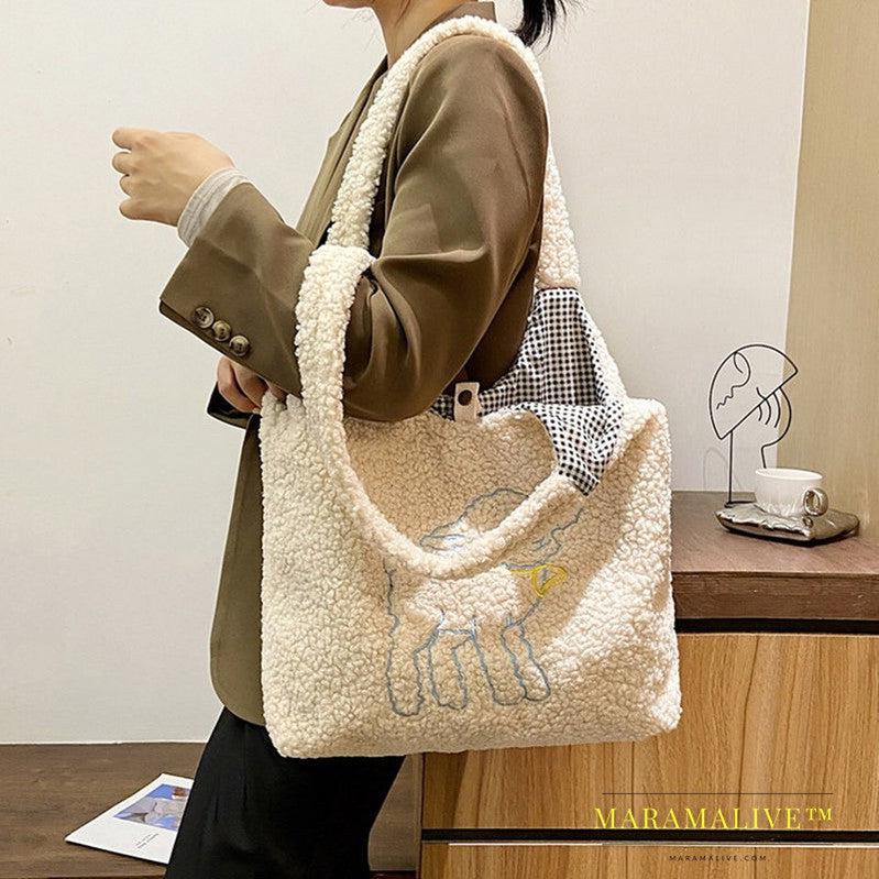 Lamb Bags Winter Shoulder Bag For Women Shopping Handbags