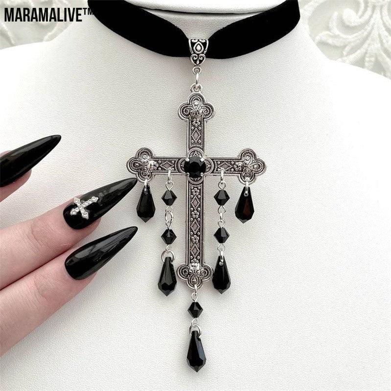 Large Cross Necklace Choke Gothic Pendant