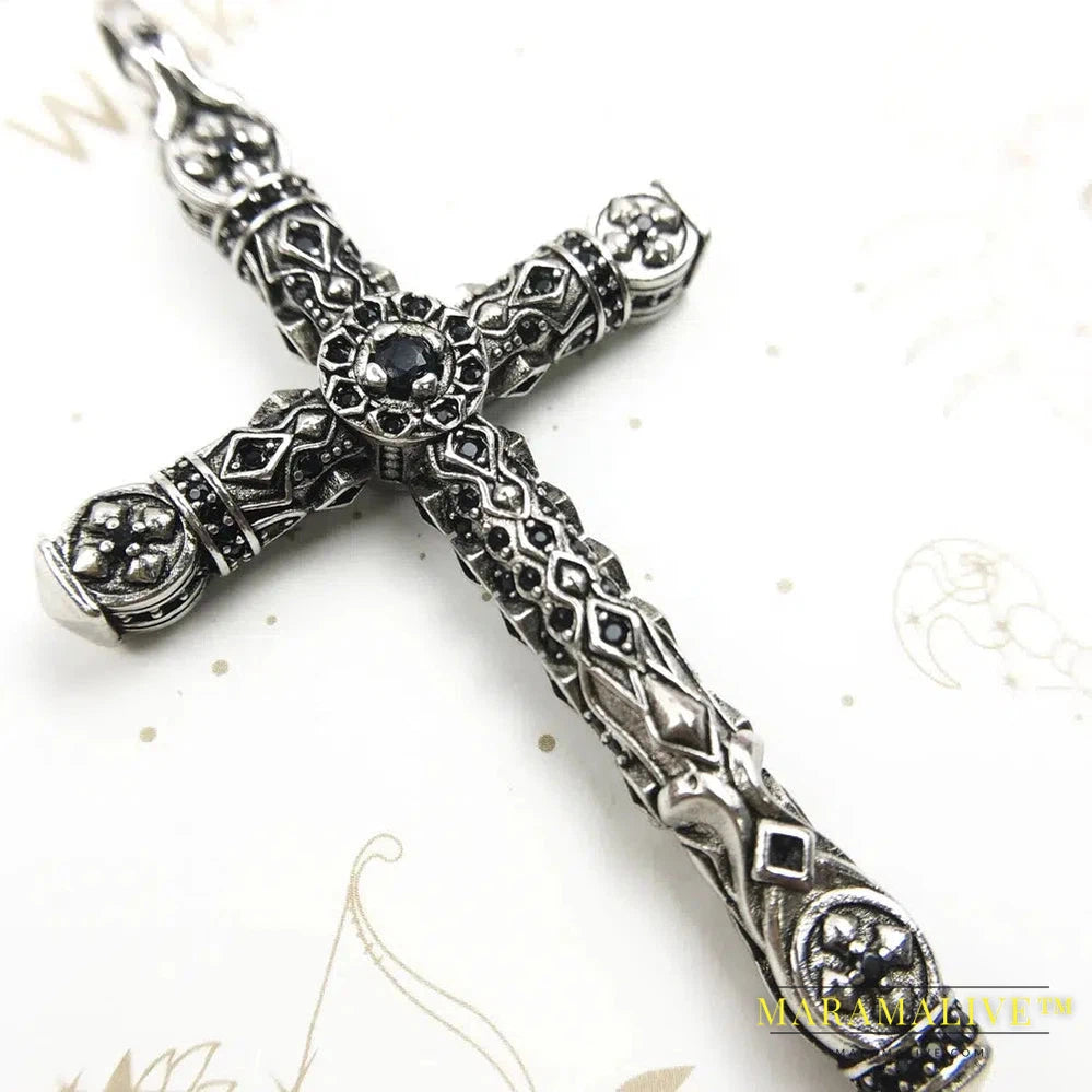 Large Richly Ornamented Cross Pendant,Brand New 925 Sterling Silver Masterful Jewelry Accessories Vitnage Gift For Women Men