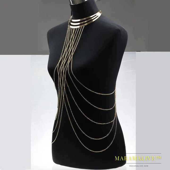 Layered Body Chain For Women Metal Body Harness Punk Sexy Statement jewelry