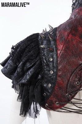 Leather Stitching Rock And Roll Visual Shawl Coat