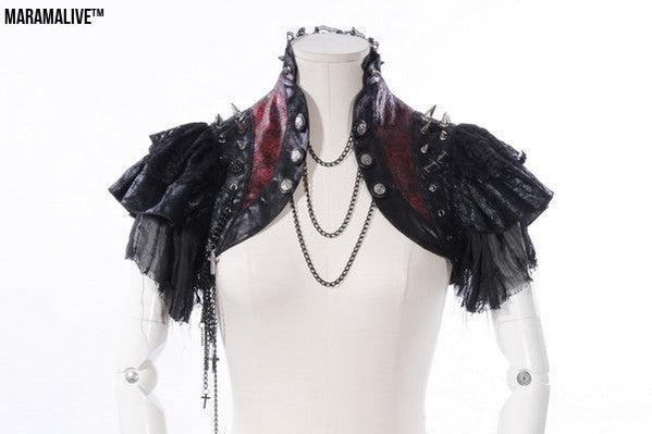 Leather Stitching Rock And Roll Visual Shawl Coat