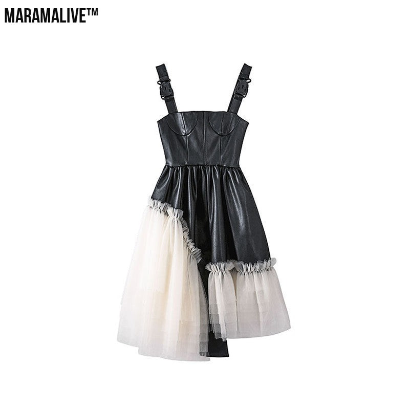 Leather Strap Leather Skirt Dress Female Design