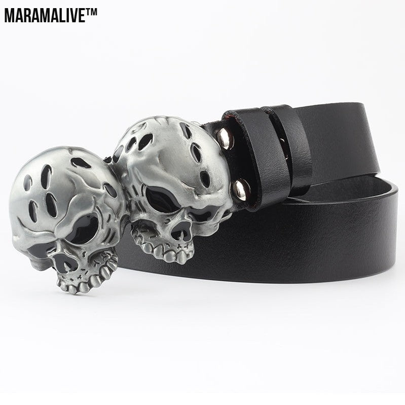 Leisure Skull Decoration Belt Pure Leather