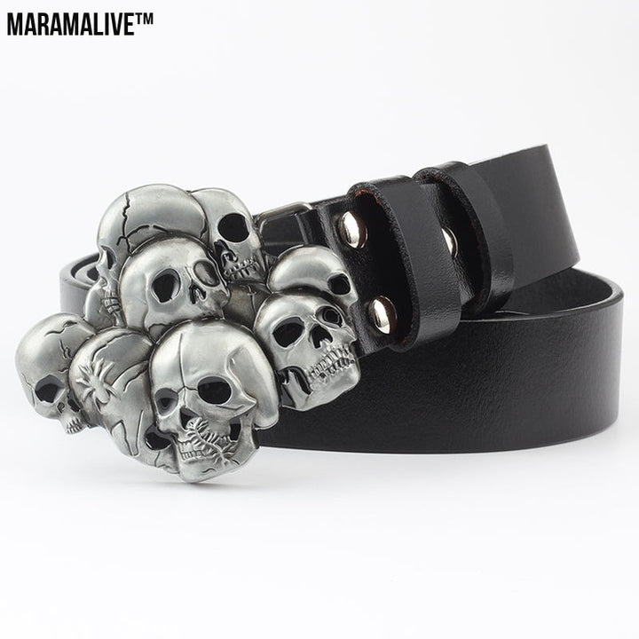 Leisure Skull Decoration Belt Pure Leather