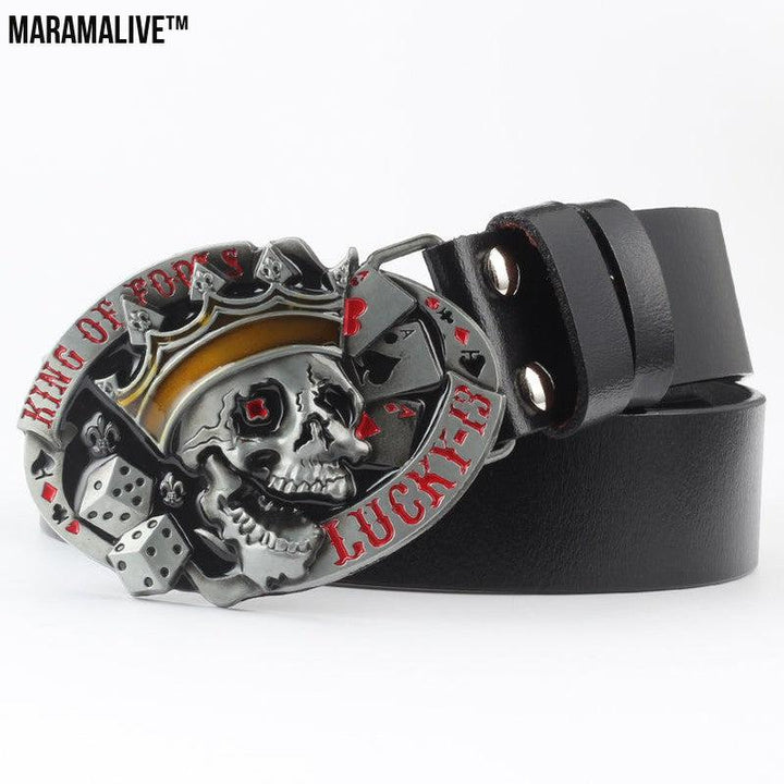 Leisure Skull Decoration Belt Pure Leather