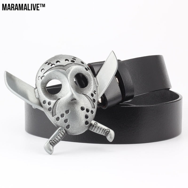 Leisure Skull Decoration Belt Pure Leather