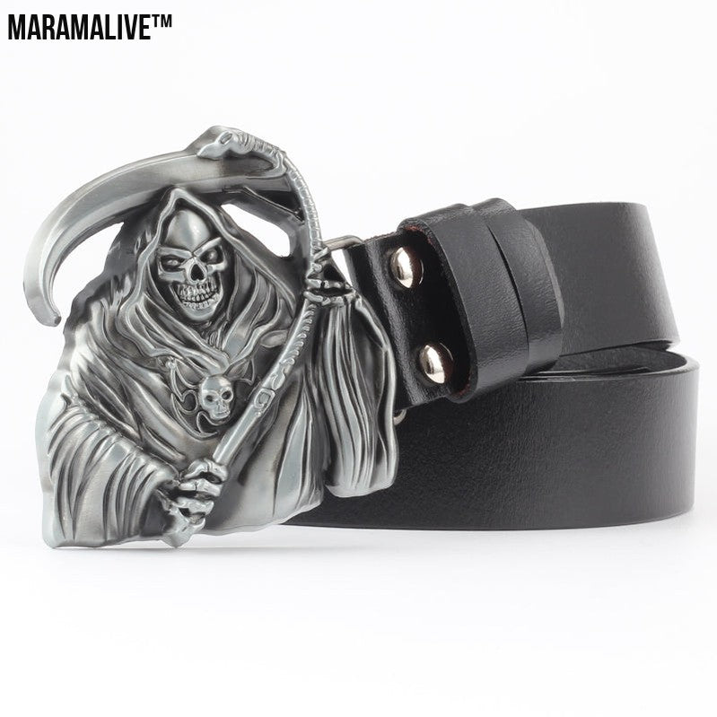 Leisure Skull Decoration Belt Pure Leather