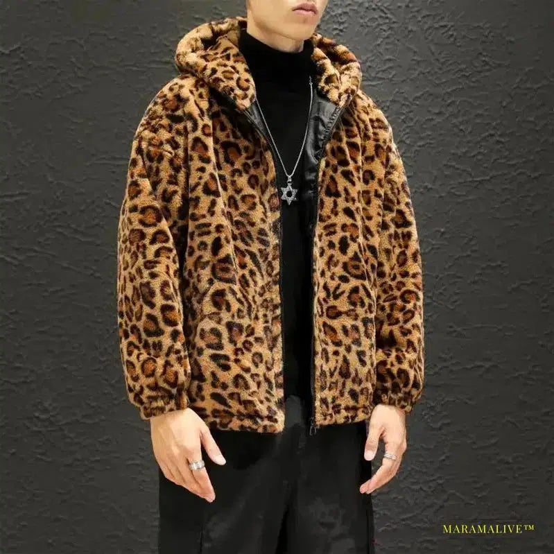 Leopard Print Jacket with Zipper and Hood -Fashion Streetwear- for the Bold and Unique