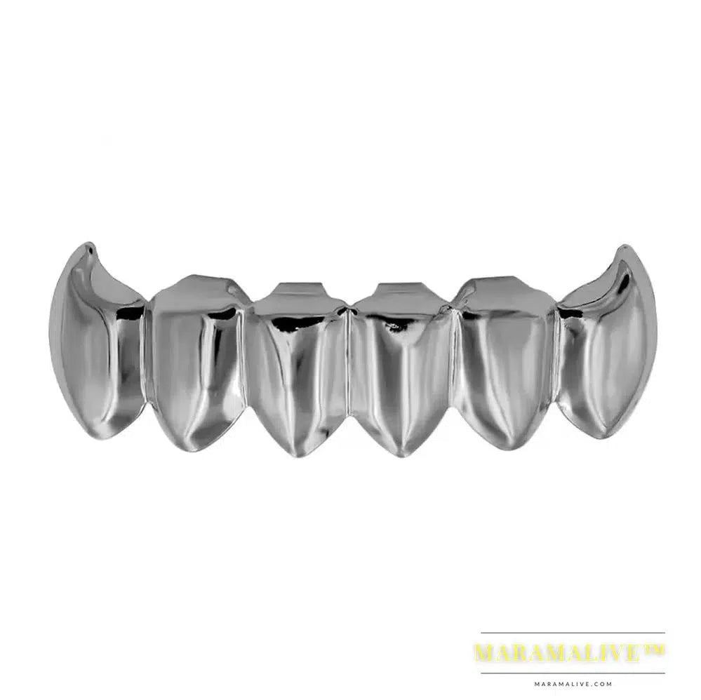 Light Yellow Gold Color Plated Hip Hop Teeth Fang Grillz Caps Solid Lower Bottom Set Vampire Grills Cap