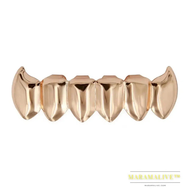 Light Yellow Gold Color Plated Hip Hop Teeth Fang Grillz Caps Solid Lower Bottom Set Vampire Grills Cap