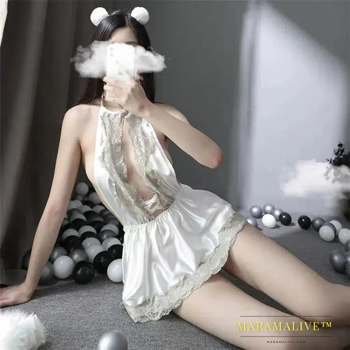 Lolita Hot Costume Babydoll Dress Sexy Lingerie Sex Babydoll Erotic Sleepwear Underwear Bow Lace Sex Maid Cosplay Mini Dress