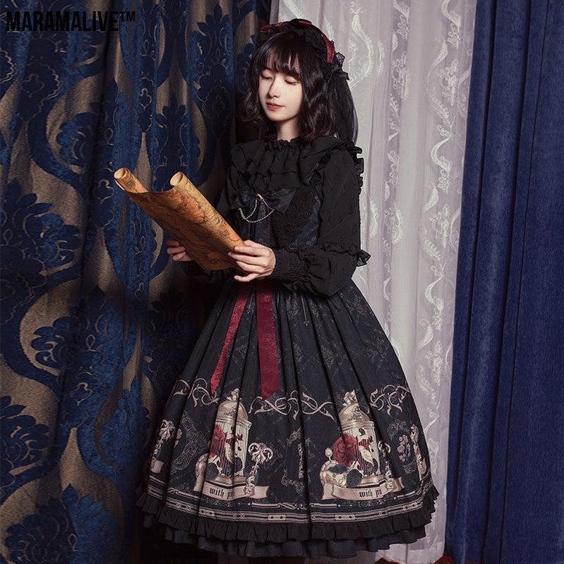 Lolita Skirt Full Stock Nightingale And Rose Jsk Dress Gothic Dark Lolita Dress