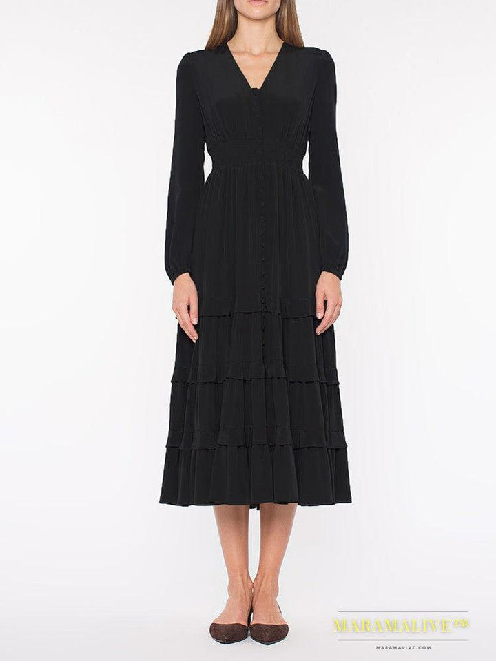 Long Black Dress Vintage fASHION