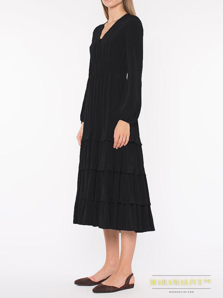 Long Black Dress Vintage fASHION