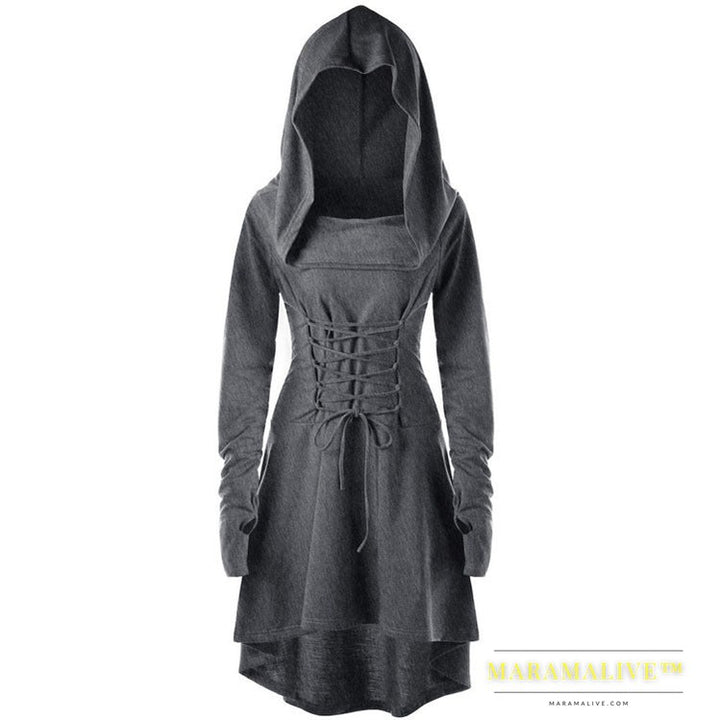 Long sleeve hooded tie dress