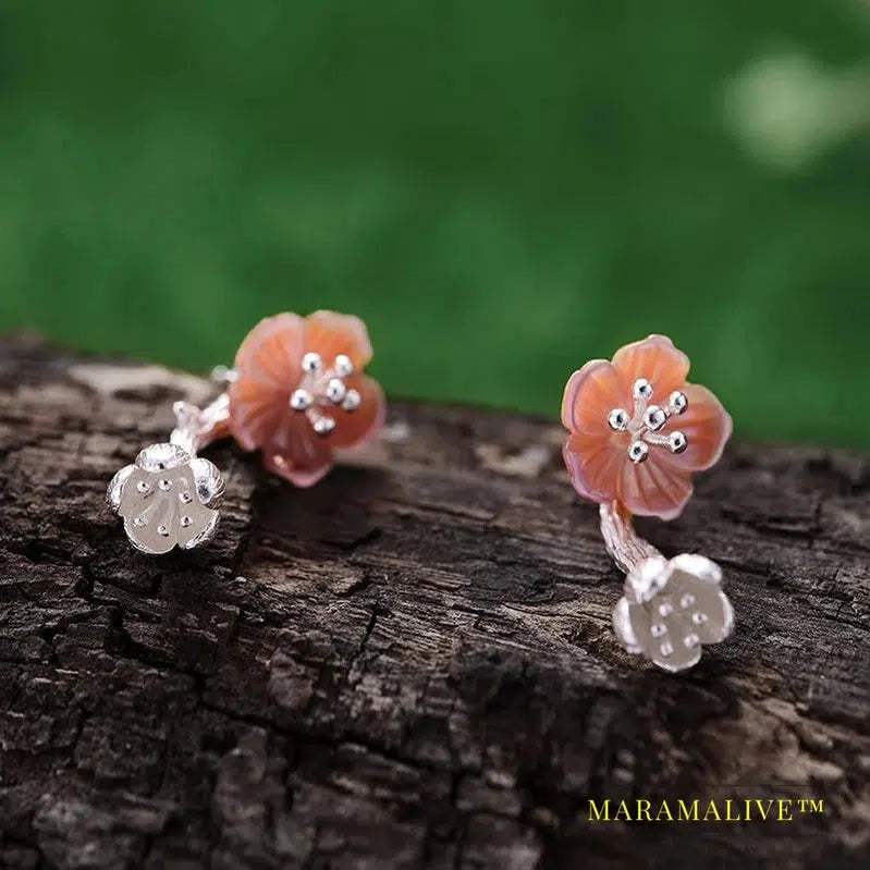 Lotus Fun Real 925 Sterling Silver Earrings Natural Handmade Fine Jewelry Unique Begonia Flowers Drop Earrings for Women