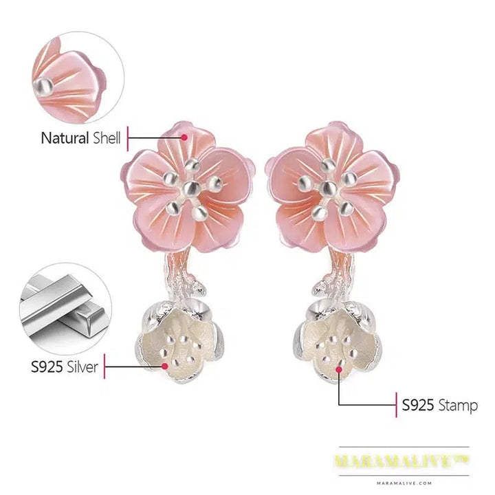 Lotus Fun Real 925 Sterling Silver Earrings Natural Handmade Fine Jewelry Unique Begonia Flowers Drop Earrings for Women