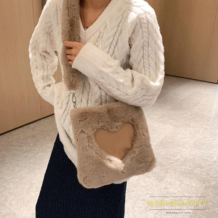 Love Handbags Winter Plush Shoulder Bags For Women