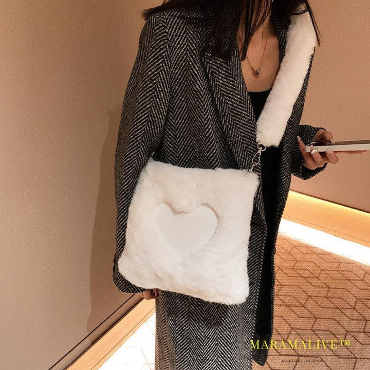 Love Handbags Winter Plush Shoulder Bags For Women