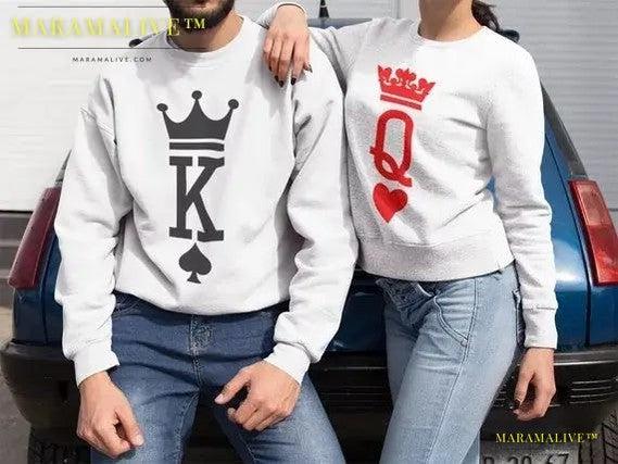 Lovers' King Queen Themed Romantic Loose Sweater - Couple's Edition