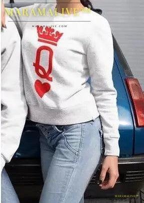 Lovers' King Queen Themed Romantic Loose Sweater - Couple's Edition