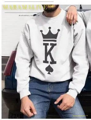 Lovers' King Queen Themed Romantic Loose Sweater - Couple's Edition