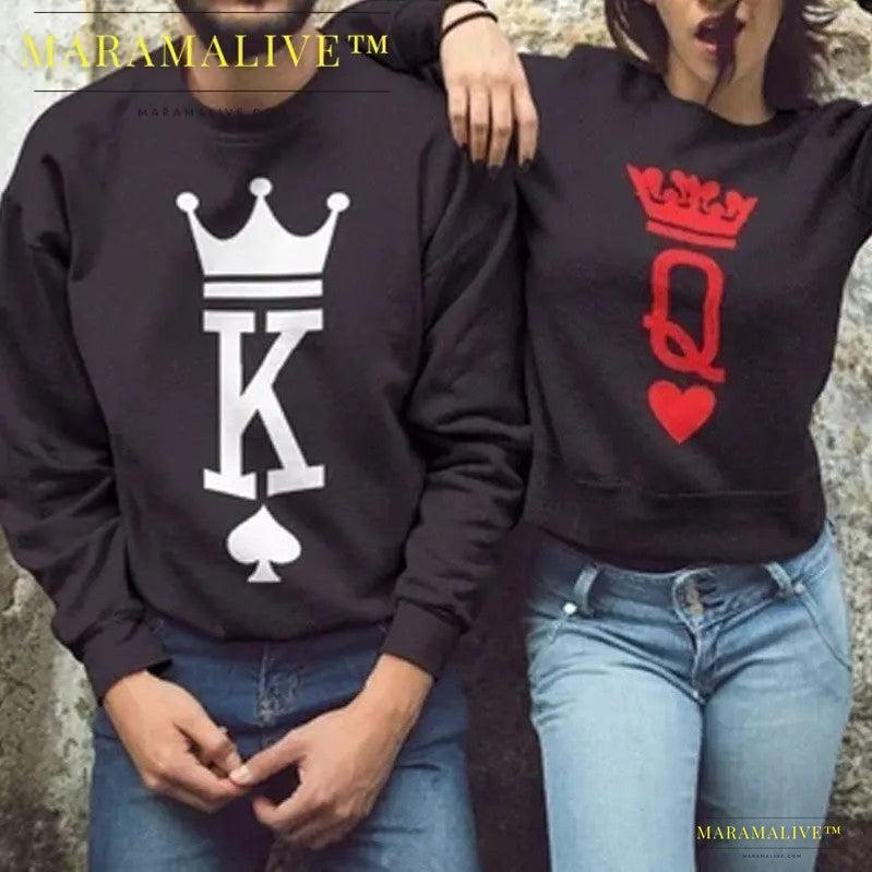 Lovers' King Queen Themed Romantic Loose Sweater - Couple's Edition