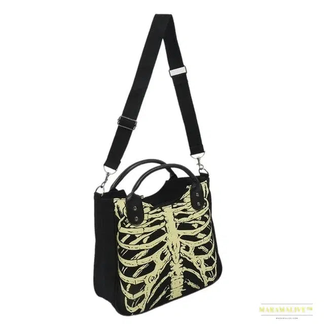 Luminous Gothic Skeleton Tote - Trendy Designer Punk Rock Handbag