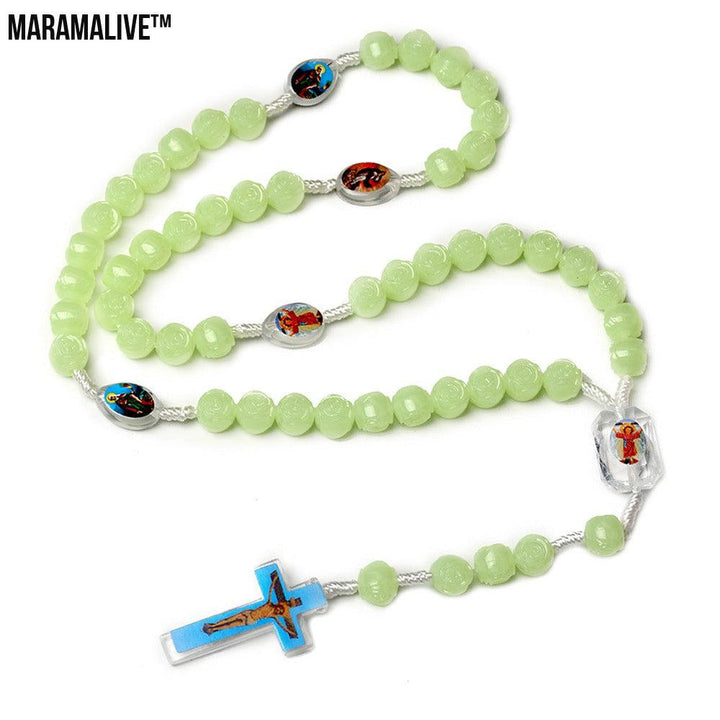 Luminous Rosary Necklace - Prayer Beads with Cross