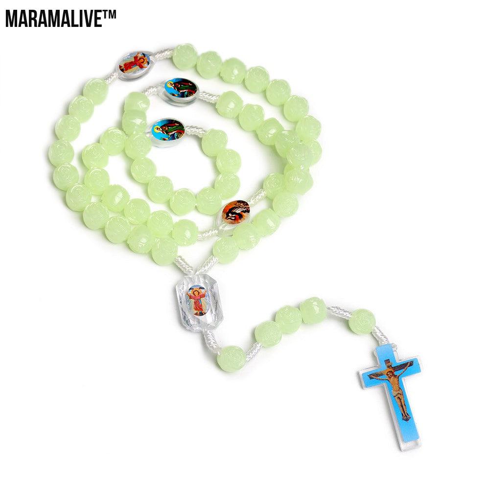 Luminous Rosary Necklace - Prayer Beads with Cross