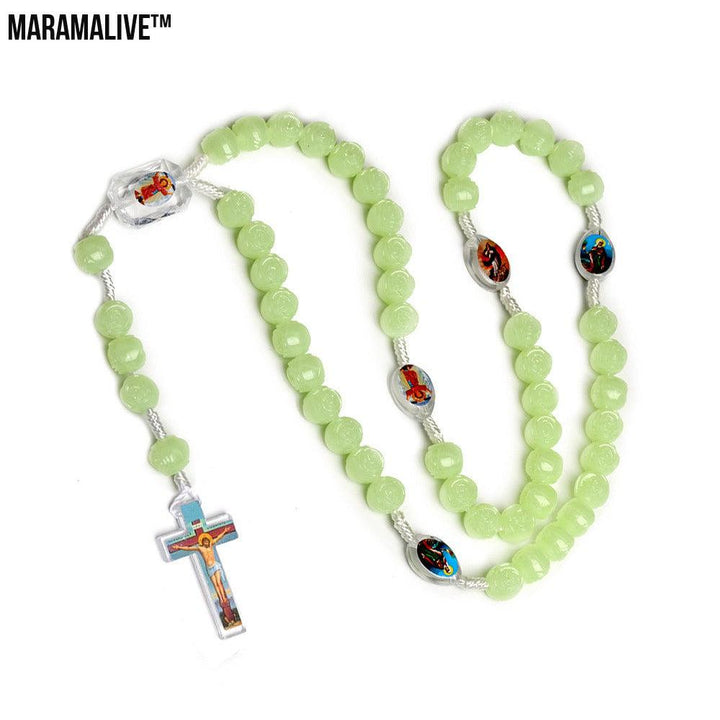 Luminous Rosary Necklace - Prayer Beads with Cross