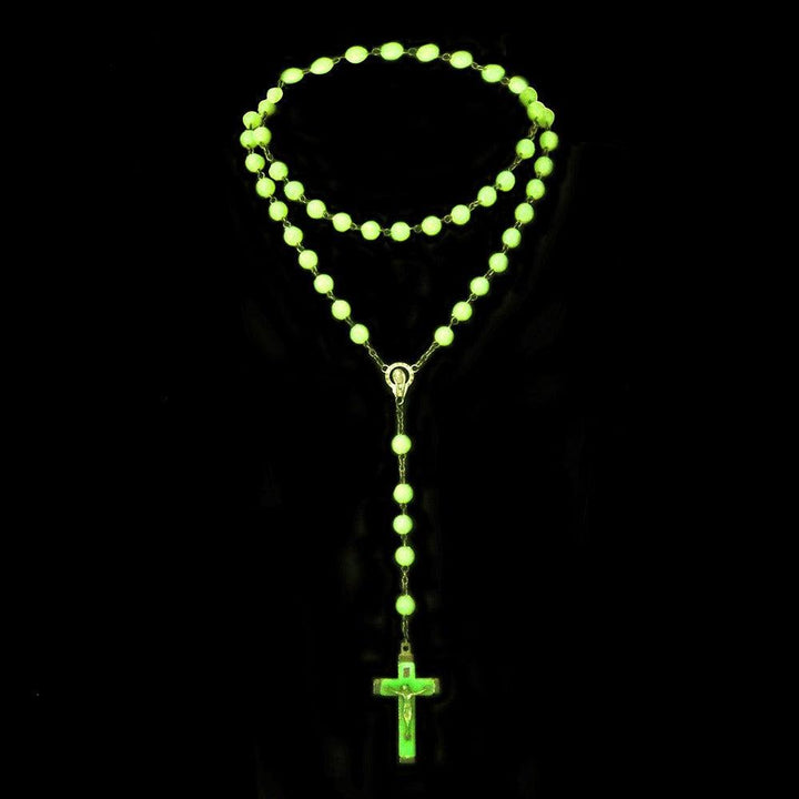 Luminous rosary cross necklace