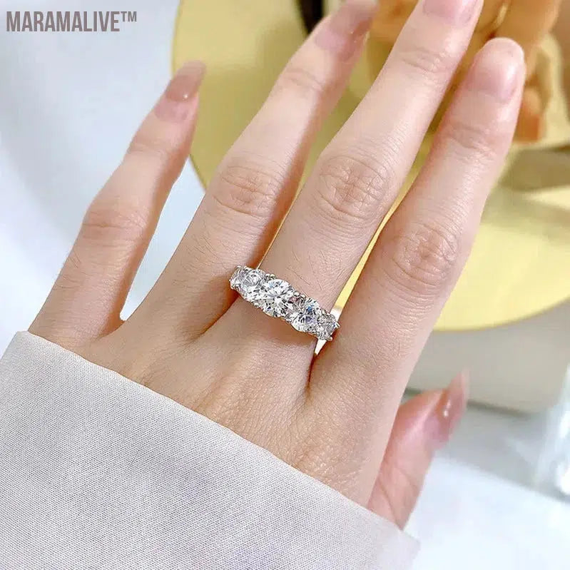 Luxury 3.6CTTW All Moissanite Wedding Ring 5 Stone Sparkling Diamond Engagement Band 925 Sterling Silver Jewelry for Women