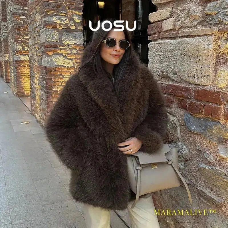 Luxury Brand Eco-coat Exclusive Fluffy Furry Faux Fur Women Winter Jacket Shaggy Thick Warm Premium Long Coat Festival Overcoats