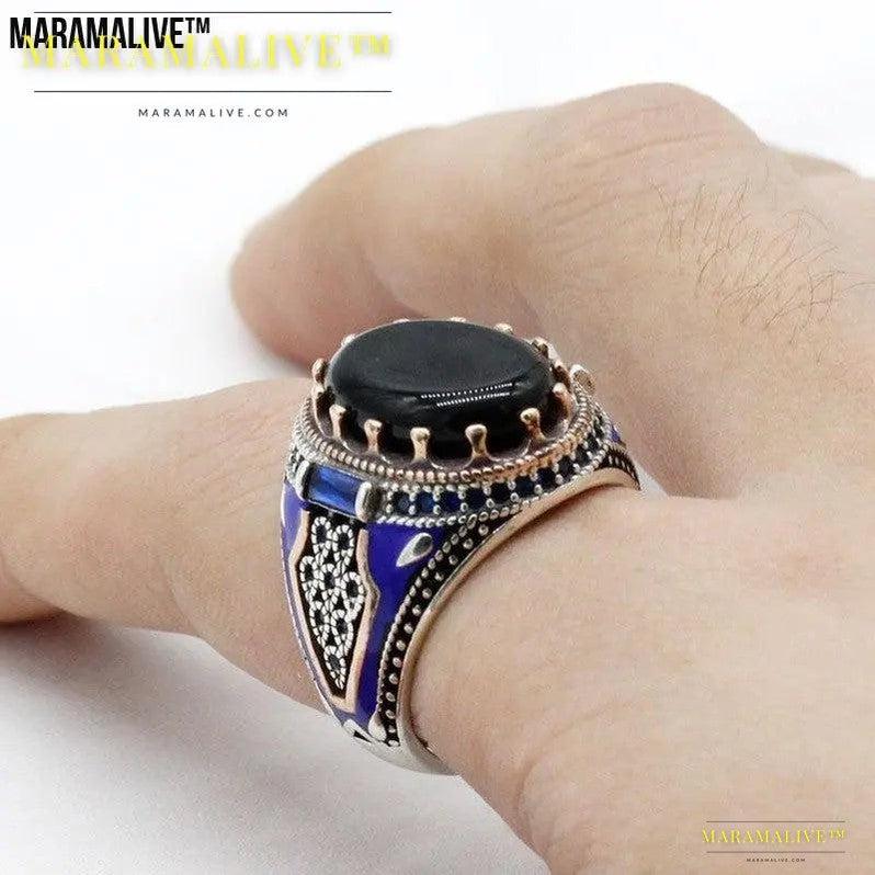 Luxury Business Round Black Onyx Men's Ring