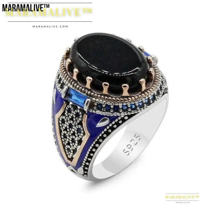 Luxury Business Round Black Onyx Men's Ring