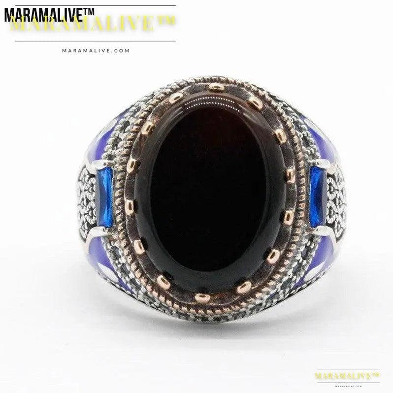 Luxury Business Round Black Onyx Men's Ring