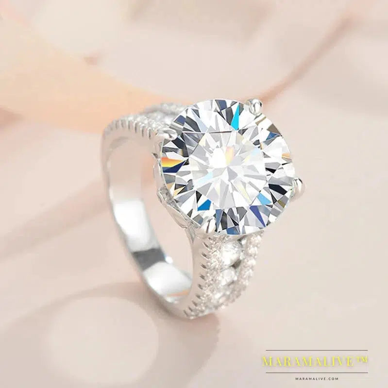 Luxury Designer D Color 10CT 14mm Moissanite Engagement Ring for Women Girl S925 Silver Plated PT950 Diamond Rings Band