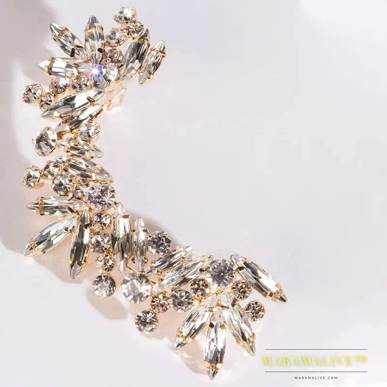 Luxury Ear Clips Earrings No Piercing for Women Crystal Jewelry One-pieces Fashion Trend Rhinestone Aesthetic Ear Cuff