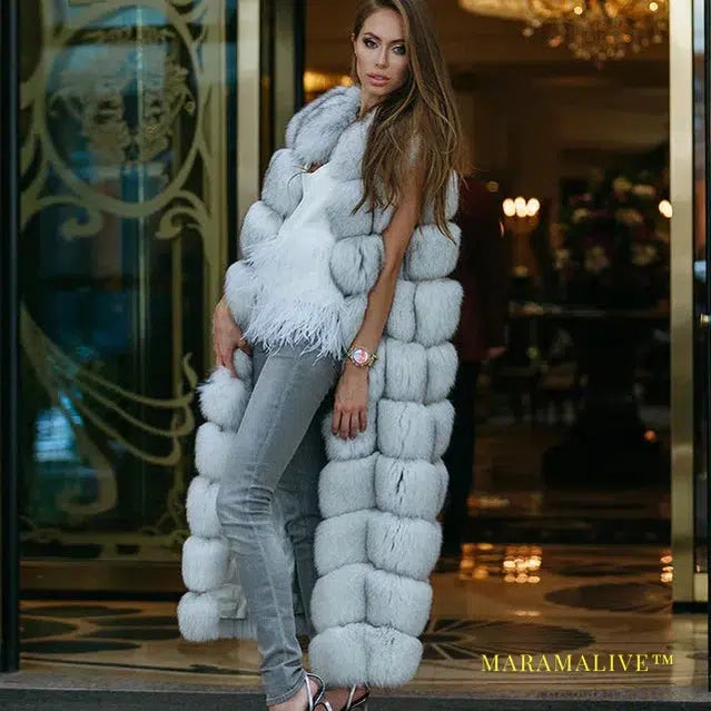 Luxury Faux Fox Fur Sleeveless Vest for Winter Warmth