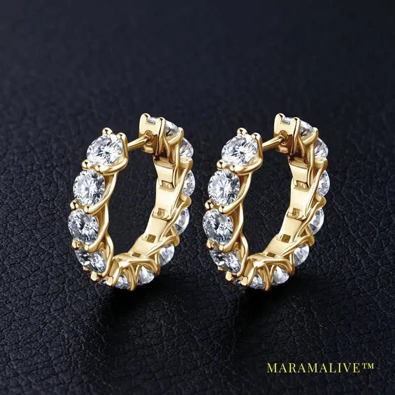 Luxury Hoops D3.30CT Moissanite Diamond Certified Earrings for Women Original 925 Silver Gold Plated Wedding Jewelry Gifts