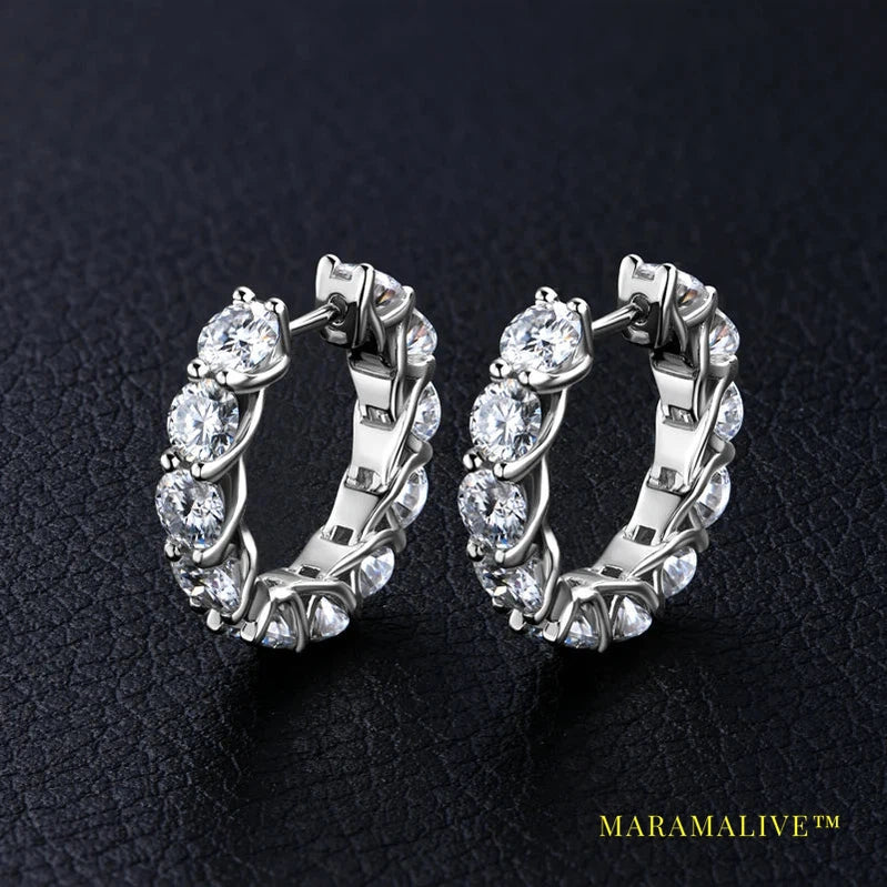 Luxury Hoops D3.30CT Moissanite Diamond Certified Earrings for Women Original 925 Silver Gold Plated Wedding Jewelry Gifts