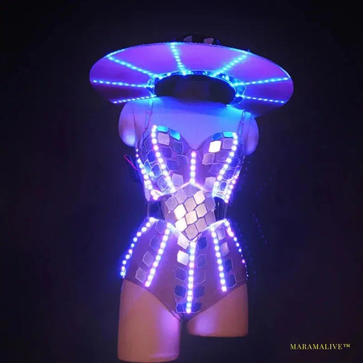 Luxury LED Costume Cosplay - Luminous Futuristic Light Up Show Outfit for Dance & Rave Parties