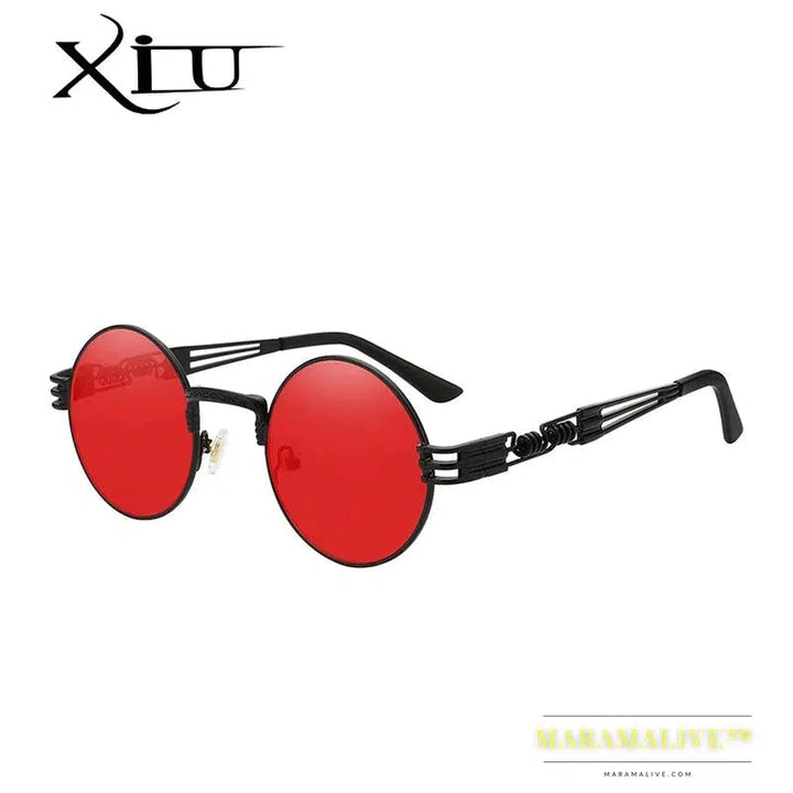 Luxury Metal Sunglasses Men Round Sunglass Steampunk Coating Glasses Vintage Retro Lentes Oculos of Male Sun glasses